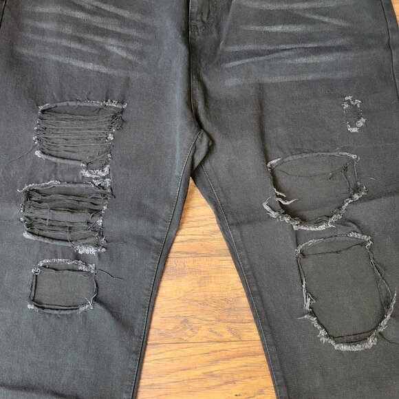 Bundle of 2 SHEIN Black Ripped Destroyed Holey Straight Leg Jeans sz 4X XXXXL - Picture 7 of 12